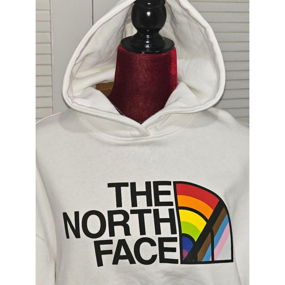 NWT The North Face Women's White Hoodie With Rainbow Logo Size Medium 002 - Picture 9 of 14